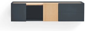 Nízka komoda v dekore duba v antracitovo-prírodnej farbe 110x23 cm Otto – Teulat