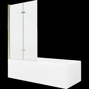 Mexen Vega obdĺžniková vaňa 180 x 80 cm s obkladom a 2-krídlovou zástenou 100 cm, Transparentné, Zlatá - 550118080X9210025000