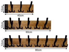 Dekorstudio Nástenný dubový vešiak Modern Oak 40cm