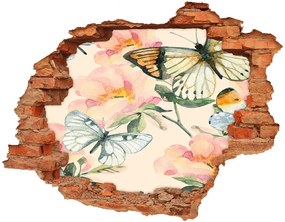 Nálepka 3D diera na stenu Motýle a kvety nd-c-117916209