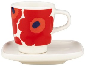 Šálka s podšálkou Oiva Unikko 0,05l, červený