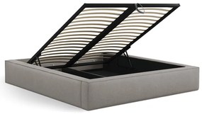 Svetlosivá čalúnená dvojlôžková posteľ s úložným priestorom s roštom 140x200 cm Simon Darren – Micadoni