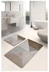 Sivo-hnedé zamatové kúpeľňové predložky v súprave 2 ks 60x100 cm – Mila Home