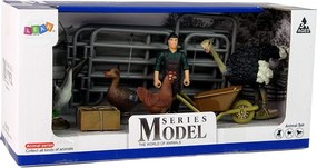 LEAN Toys Sada figúrok hospodárskych zvierat s farmárom a vtákmi
