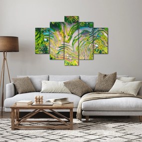 Obraz ryžových polí z vtáčej perspektívy (150x105 cm)
