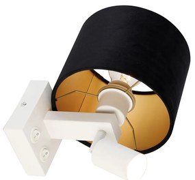 Nástenná lampa biela so svetlom na čítanie a tienidlom 18 cm čierne - Brescia