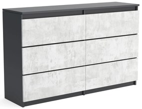 Veľká komoda 6 zásuviek ARIE šírka 120cm Antracit/betón