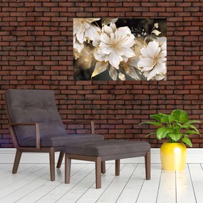 Obraz - Kvety v zlate (90x60 cm)