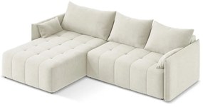 Béžová rozkladacia/s úložným priestorom rohová pohovka (ľavý roh/s leňoškou) Moku – Makamii