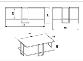 Konferenčný stolík POLKA 36,6x91,5 cm zlatá/biela