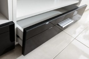 FURNIVAL Torino obývacia stena s osvetlením biela / čierny lesk