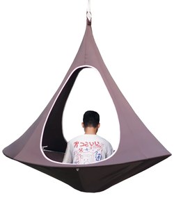 Tempo Kondela Závesné hojdacie kreslo, sivohnedá TAUPE, KLORIN NEW TYP 2 BIG SIZE CACOON HAMMOCK