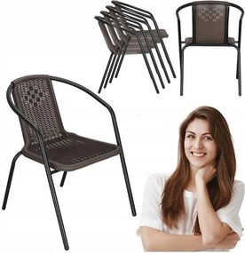 SPRINGOS Záhradné stoličky, 4 ks, kovové, hnedé, sada na terasu GF1019