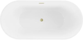 Mexen Luna, voľne stojaca vaňa 180 x 80 cm, biela, zlatý matný prepad, 52031808000-55