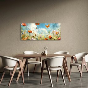 Obraz - Motýle na letnej lúke (120x50 cm)