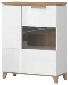 Vitrína Brio K2S lakované pacific walnut/crystal white