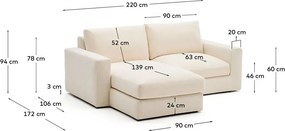 Béžová ženilková rohová pohovka (ľavý roh/s leňoškou) Alea – Kave Home