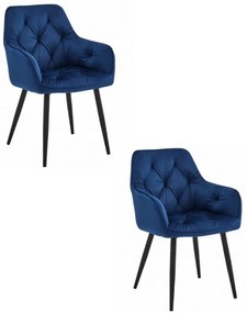 Set dvoch jedálenských stoličiek JORK zamatové, tmavomodré (čierne nohy) 2 ks