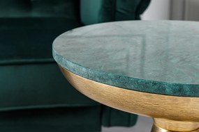 Príručný stolík ELEMENTS 40cm zlatý s odnímateľnou mramorovou doskou zelený