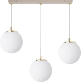 Závesné svietidlo Florence, 3x biele sklenené tienidlo, g/be