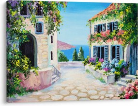 Obraz - Grécka ulička, olejomaľba (70x50 cm)