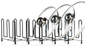 VILDE Organizér na pokrievky a panvice aj knihy HARMONIKA, čierny kov