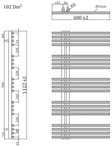 Sapho Sapho, NYMPHA Vykurovacie teleso 600x1122mm, chróm, 1805-15