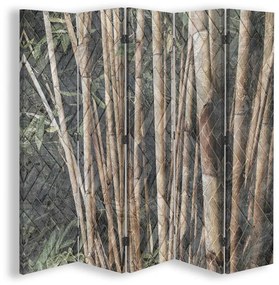 Ozdobný paraván, Bambusové stonky v hnědé barvě - 180x170 cm, päťdielny, klasický paraván