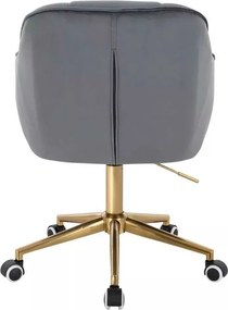 LuxuryForm DESIGN Stolička AVOLA VELUR na zlatej podstave s kolieskami - tmavo šedá