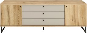 Široká TV skrinka Cube, dub evoke / pieskovo šedá
