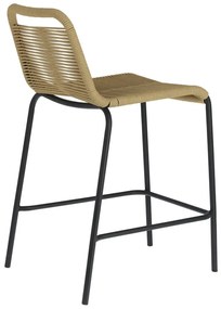 Béžová barová stolička s oceľovou konštrukciou Kave Home Glenville, výška 62 cm