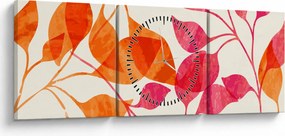 Obraz - Oranžové lístie (s hodinami) (90x30 cm)