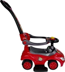 LEAN CARS Detské odrážadlo 3v1 Mega Car s vodiacou tyčou, červené