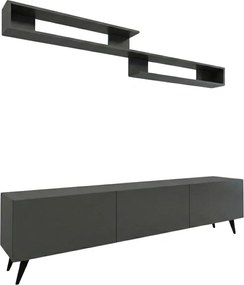 TV stolík MIYA 150 cm s nástennou policou, antracitový