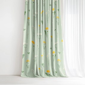 Goldea bavlnený záves - lúka na zelenej režnej 140x150 cm