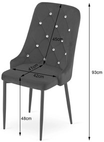 Dekorstudio Luxusná zamatová stolička s kryštálmi AMORE - čierna
