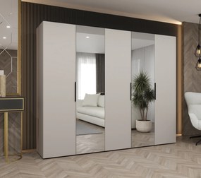 Šatníková skriňa 250 cm Mirabella 2 (kašmír + čierna). Akcia -19%. Vlastná spoľahlivá doprava až k Vám domov. 1126432