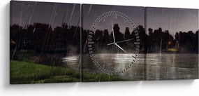 Obraz - Daždivý večer (s hodinami) (90x30 cm)