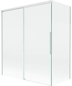 Mexen Rox, 2-krídlová posuvná vaňová zástena 140 + 70 x 150 cm, 8mm číre sklo, biely profil, 8C9-140-070-20-00