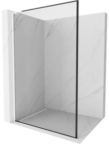 Mexen Kioto L, sprchová zástena Walk-In 120 x 200 cm, 8mm číre sklo čierny vzor, biely profil, 800-120-103-20-70