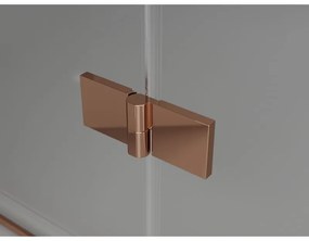 Mexen Lunar, L päťuholníkový sprchový kút naklápací doľava 100 x 80 cm, 8mm číre sklo, profil ružové zlato, 831L-100L-080P-60-00-L