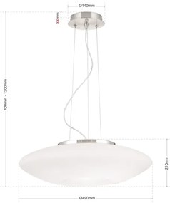 Orion HL 6-1559/2 - Luster na lanku BLANC 2xE27/60W/230V pr. 49 cm matný chróm