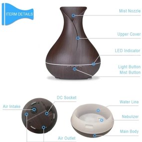 LED RGB Zvlhčovač a ionizátor vzduchu 400 ml