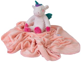 Babymatex Deka CAROL 85x100 cm - ružová s plyšákom Jednorožec