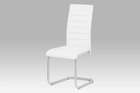 Autronic -  Jedálenská stolička DCL-102 WT, biela ekokoža, kovová podnož, sivý matný lak