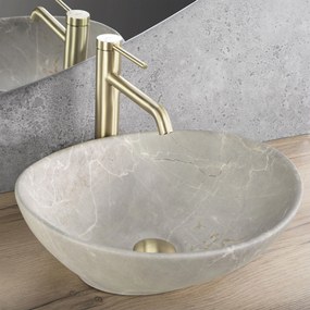 Keramické umývadlo na dosku REA SOFIA BEIGE 41x34,5 cm, mramor
