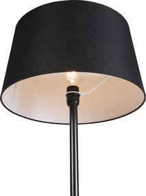 Stojaca lampa čierna s tienidlom z ľanu čierna 45 cm - Simplo
