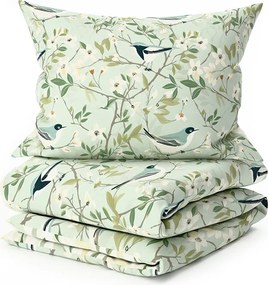 Bavlnené obliečky FLORIBIRD POLY zelené Rozmer obliečky: 70 x 90 cm | 140 x 200 cm