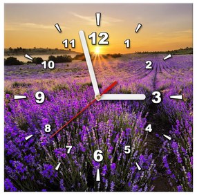 Gario Obraz s hodinami Levanduľové pole Rozmery: 40 x 40 cm