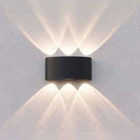 Toolight Toolight, JNH040-6G, vonkajšie LED nástenné svietidlo hore/dole, 6 LED, 12 W, 4000 K, IP44, čierna matná, OSW-56231